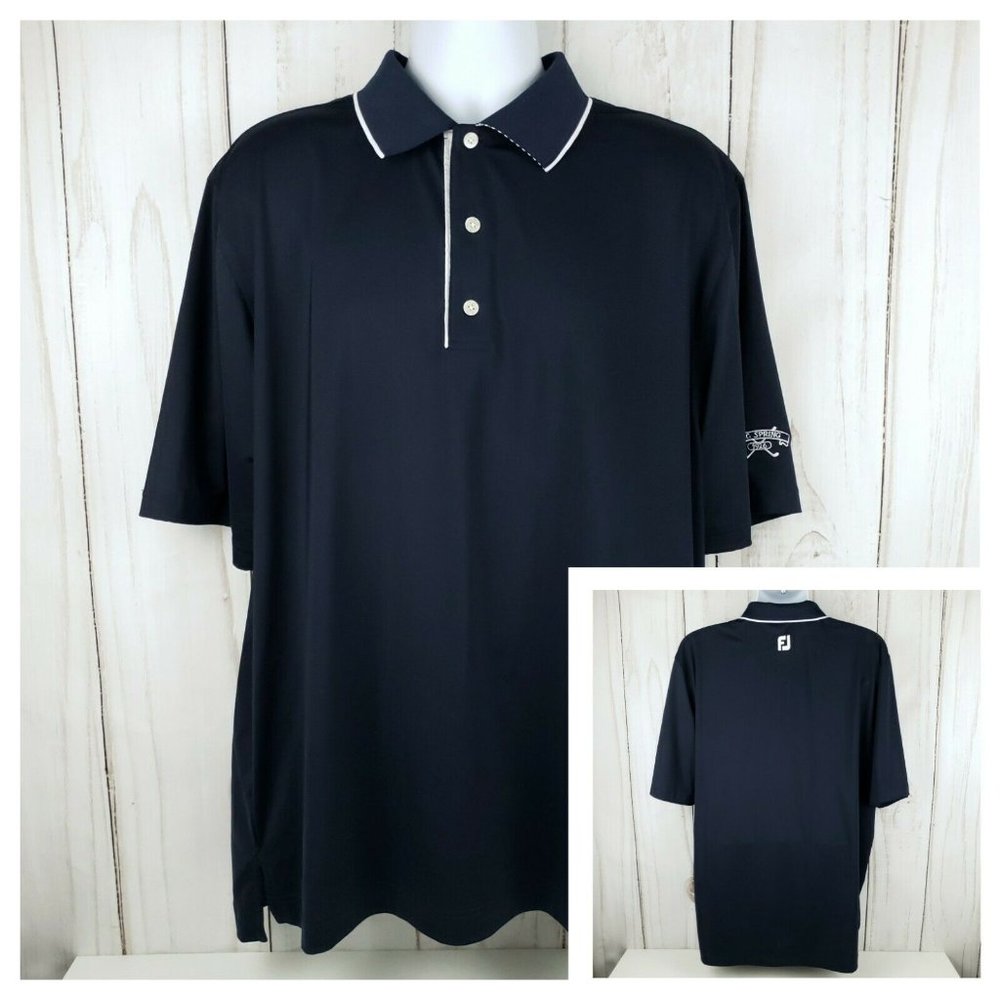 FootJoy Navy Blue Golf Polo Shirt Mens Size XL Big Spring Embroidered Logo